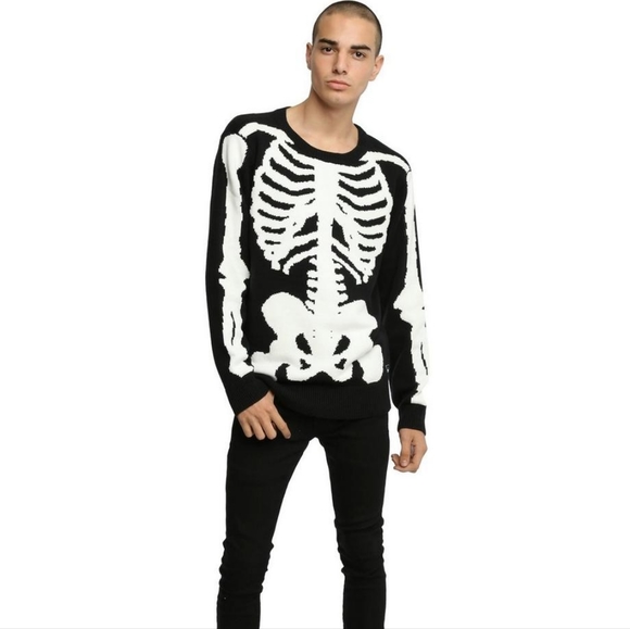 Rare Iron Fist Wishbone Intarsia Knit Skeleton Unisex Sweater - Picture 2 of 12